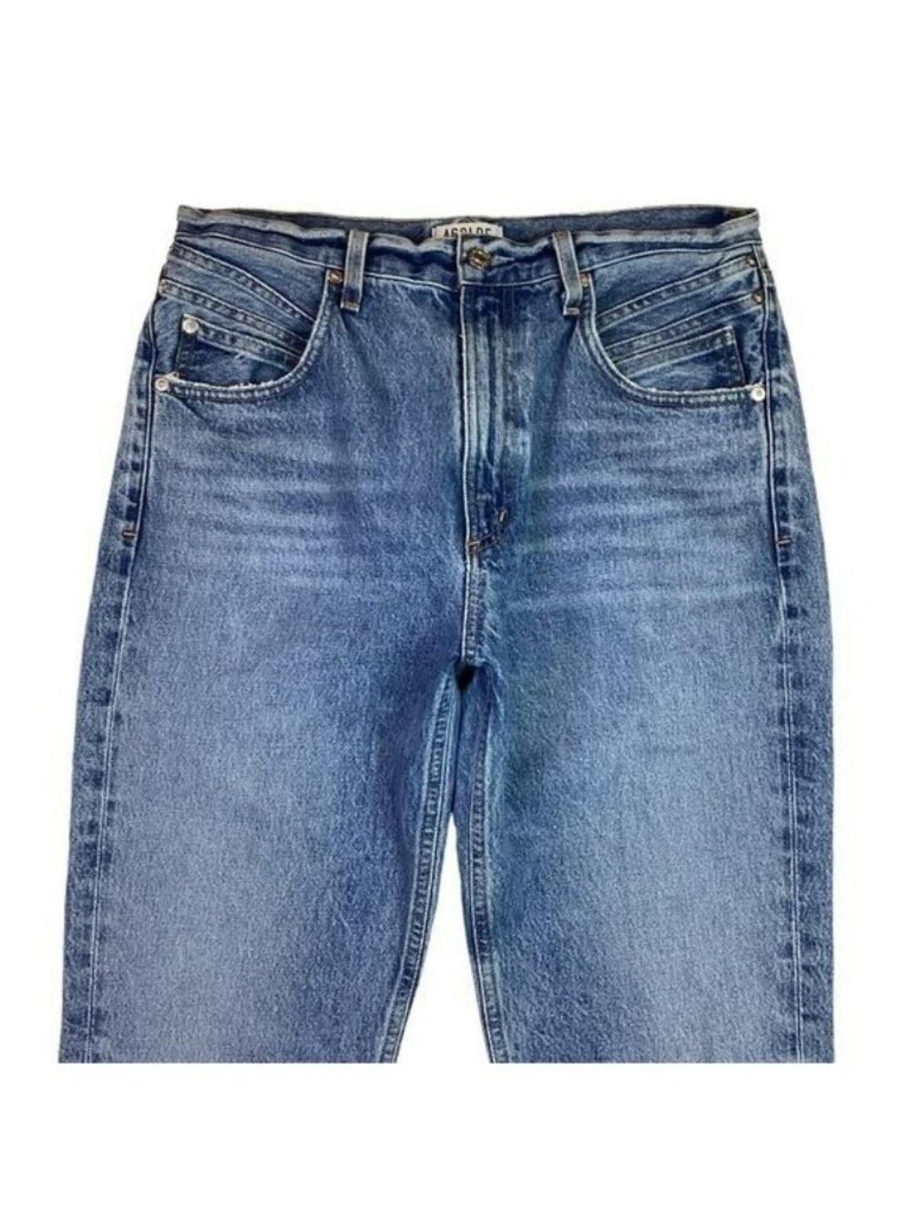 A Gold E Womens High-Rise Relaxed Straight-Leg Jeans In Medium Wash Size 31 100% - Picture 4 of 12